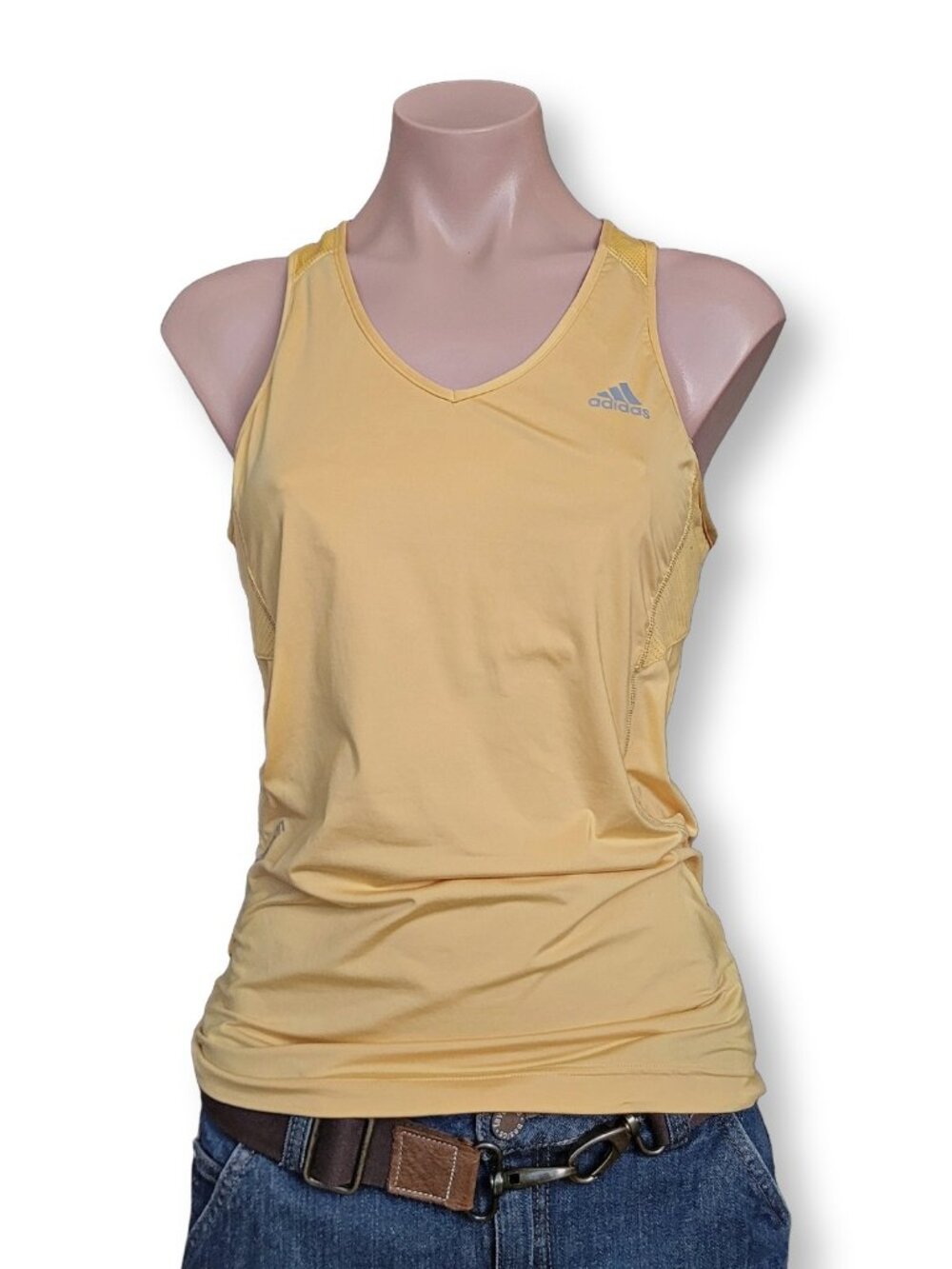 Adidas Women's Yellow V-Neck Built-In Hook Athletic Tank Top (OS)